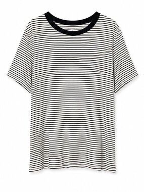 Old Navy Black and White Striped Short Sleeve Tee